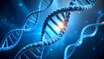 Fototapeta premium DNA strand illuminating with energy in a futuristic digital illustration.