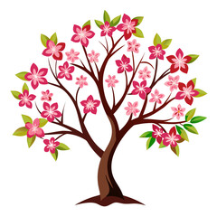 Fototapeta premium Stunning pink blossom tree illustration, perfect for spring designs, nature themes, and elegant botanical projects. Originally a scalable vector graphic.