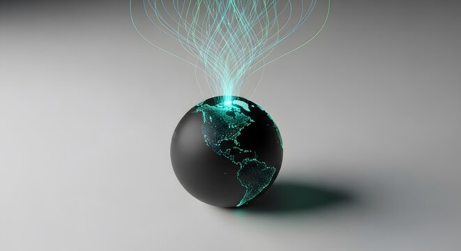 Global Digital Connectivity: AI and Data Stream Network across the Earth perfect for website banner, presentation slide, tech