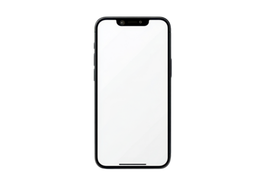 Latest Generation Smartphone Device Mockup with White Screen on Transparent Backdrop