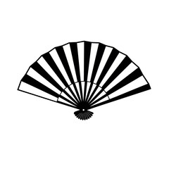 Traditional Hand Fan Silhouette – Decorative Folded Fan Vector Illustration