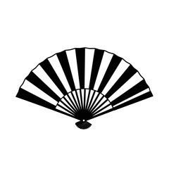 Traditional Hand Fan Silhouette – Decorative Folded Fan Vector Illustration