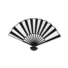 Traditional Hand Fan Silhouette – Decorative Folded Fan Vector Illustration