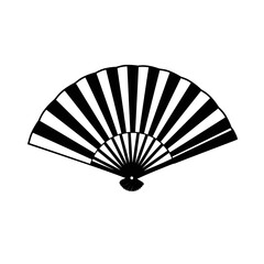 Traditional Hand Fan Silhouette – Decorative Folded Fan Vector Illustration