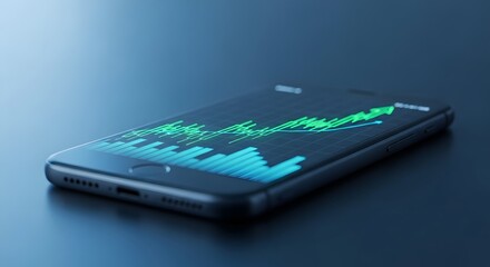 Smartphone Displaying Financial Market Growth Chart perfect for financial news article, business presentation, tech website
