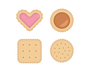 可愛い詰め合わせクッキー＆ビスケットセットイラスト Cute Assorted Cookies and Biscuits Set Illustration