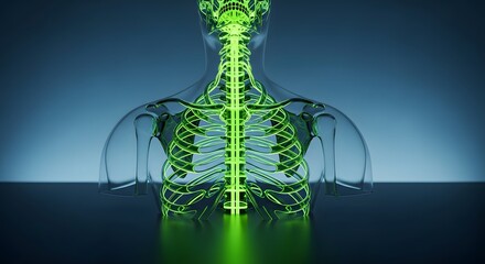 Luminous Human Nervous System Anatomy: Spinal Cord and Nerves perfect for medical presentations, scientific articles,