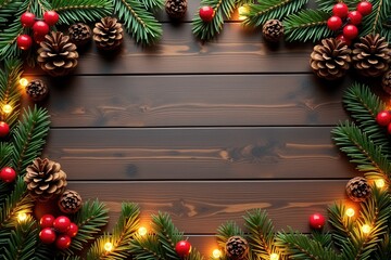 Festive Christmas background with generous copyspace and holiday decorative elements
