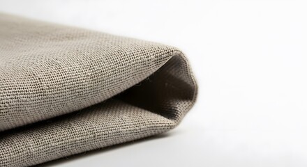 Natural Linen Fabric Texture with Fold on White Background perfect for website background, textile design, product packaging,