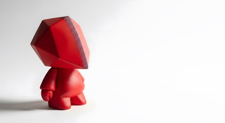 Red Abstract Geometric Figurine on White Background with Copy Space perfect for website banner, presentation background,