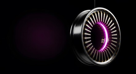 Futuristic Energy Core with Glowing Purple Light on Dark Background perfect for Technology websites, sci-fi media,