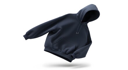 Floating Navy Blue Hoodie on White Background for Product Mockup and E-commerce perfect for e-commerce product display,