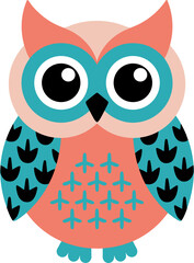 Adorable cartoon owl design perfect for children's books and playful brand elements