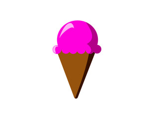 Bright pink ice cream scoop in a waffle cone, isolated on a clean dark background, simple modern vector illustration perfect for desserts, sweets, digital graphics, branding and playful summer designs