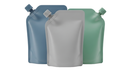 Three Pouches Standing Upright on a White Background