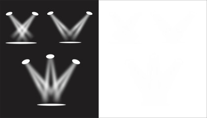 Dramatic white spotlight shining bright, isolated light beam illuminating a single product presentation or idea discovery against a dark empty stage background.