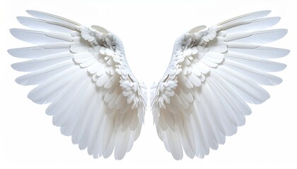 Obraz premium Spreading wings, white feathers, angelic and ethereal form