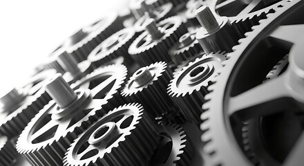 Dynamic interlocking gears turning, representing innovation, precision, and teamwork for engineering success and collaborative solutions in modern industry
