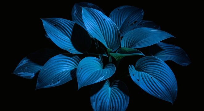 Azure Leaves Hostas in the Night Garden with Mystery, and Elegance.