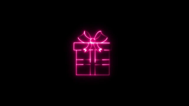 Glowing neon gift box concept abstract, art..