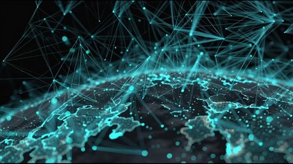 Abstract digital network connections over a globe futuristic technology concept. - Powered by Adobe