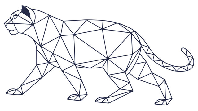 Geometric panther illustration with polygonal design and clean black outline style on white background