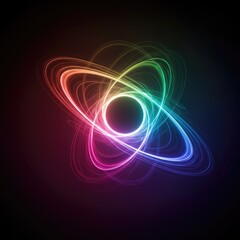 Obraz premium Abstract illustration showing perfect energetic balance through smooth, flowing light forms and vibrant color gradients, symbolizing universal peace ,colorful ,cosmic ,electric