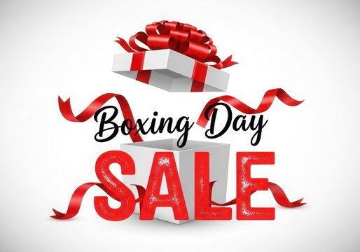 Boxing day sale gift ribbon banner