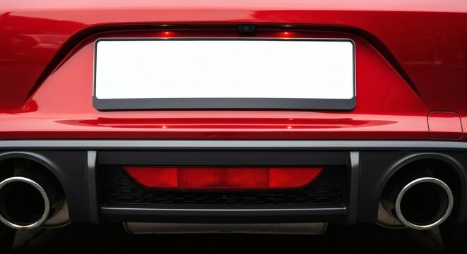 Red Ride Ready Sleek Auto Rear with Blank License Plate Awaits.