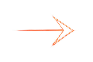Red glowing neon arrow pointing right for direction, navigation, progress, movement, and forward concepts