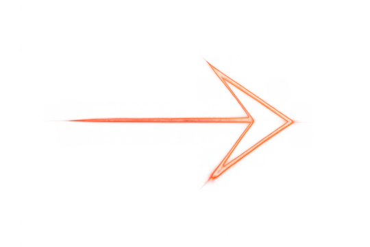 Red glowing neon arrow pointing right for direction, navigation, progress, movement, and forward concepts