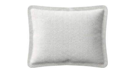 A white cushion viewed from above on a plain white background