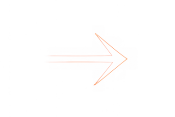 Glowing orange neon line arrow pointing right on transparent background indicating direction and progress