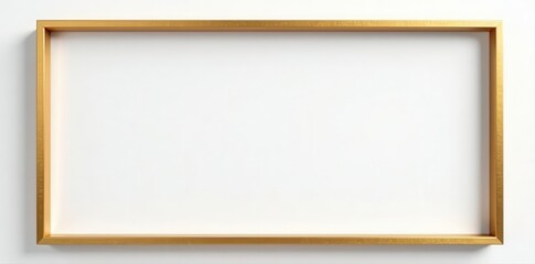 Subtle golden rectangular frame on pristine white, gold, white backdrop, rectangle