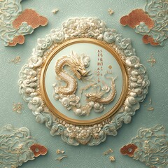 Majestic dragon wall art cultural center decorative sculpture elegant environment close-up asian mythology