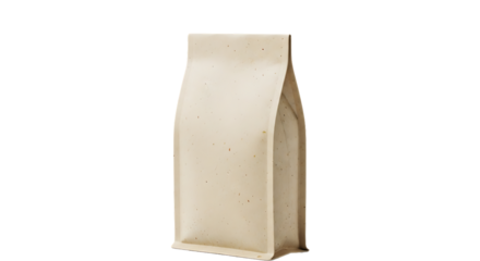 A brown paper bag stands upright on a white background, viewed directly from the front.