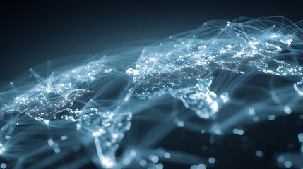 abstract world map with glowing connections, fintech network, money transfer concept