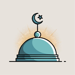 Fototapeta premium Islamic Mosque Dome with Crescent Moon and Star.