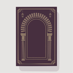 Fototapeta premium Islamic Prayer Mat Design with Arch and Lanterns.