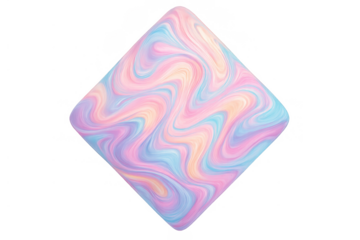 Abstract pastel marble liquid swirl texture geometric shape with soft iridescent colors, transparent background