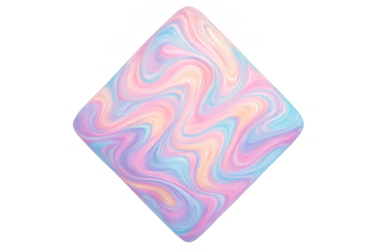 Abstract pastel marble liquid swirl texture geometric shape with soft iridescent colors, transparent background