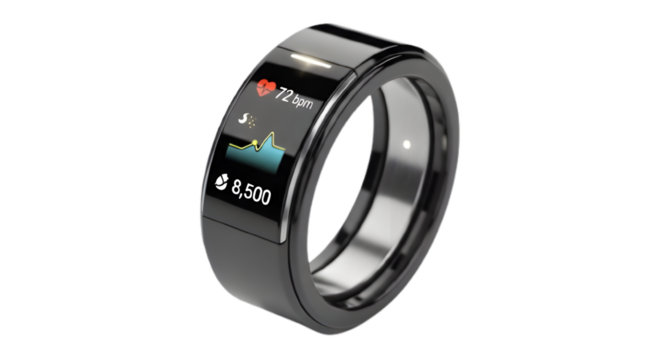 Explore the future of wearable tech with this sleek smart ring health monitor device on transparent background