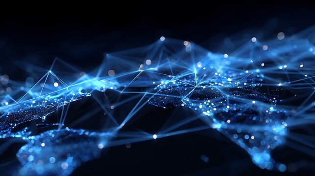 AI global grid map, glowing lines and nodes representing smart data network