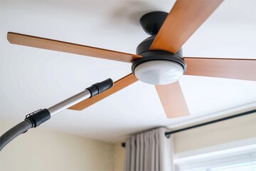 vacuum nozzle clean dust on ceiling fan