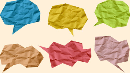 Obraz premium Crumpled Paper Speech Bubble and Thought Balloon Vector Set