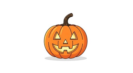 A small jack-o’-lantern with a happy face, minimal style, on white backdrop
