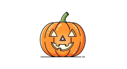 A small jack-o’-lantern with a happy face, minimal style, on white surface