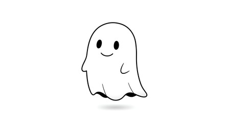 Illustration of a cute ghost, minimal and centered on clean background