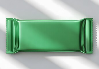 A blank green candy bar wrapper, , perfect for product mockups and branding, with ample space for text and logos
