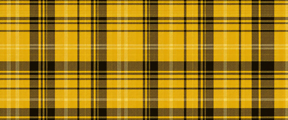 MacLeod Clan Tartan with bright yellow and black plaid, green, red accents, distressed fabric texture, rugged, grunge, ultra-realistic, high-resolution, edgy, artistic, bold, vintage, textured.